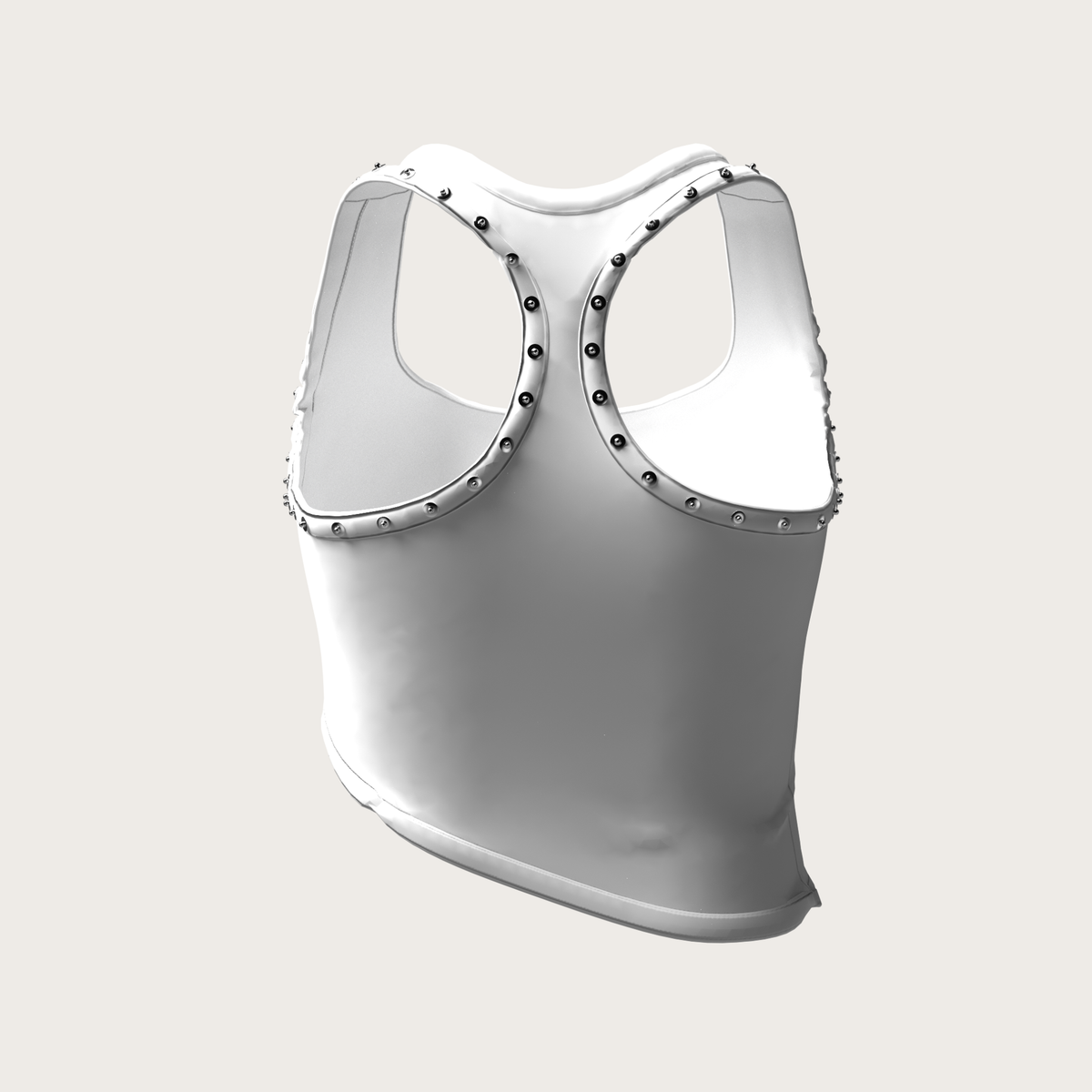 White Studded Star Cutout Racerback Top