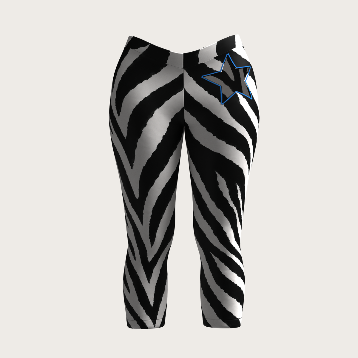 Zebra Star V-Cut Capri Leggings