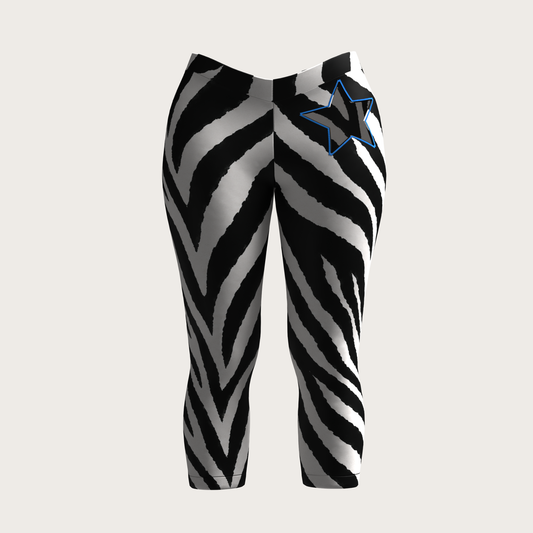 Zebra Star V-Cut Capri Leggings