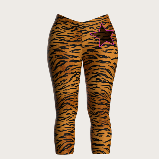 Tiger Star V-Cut Capri Leggings