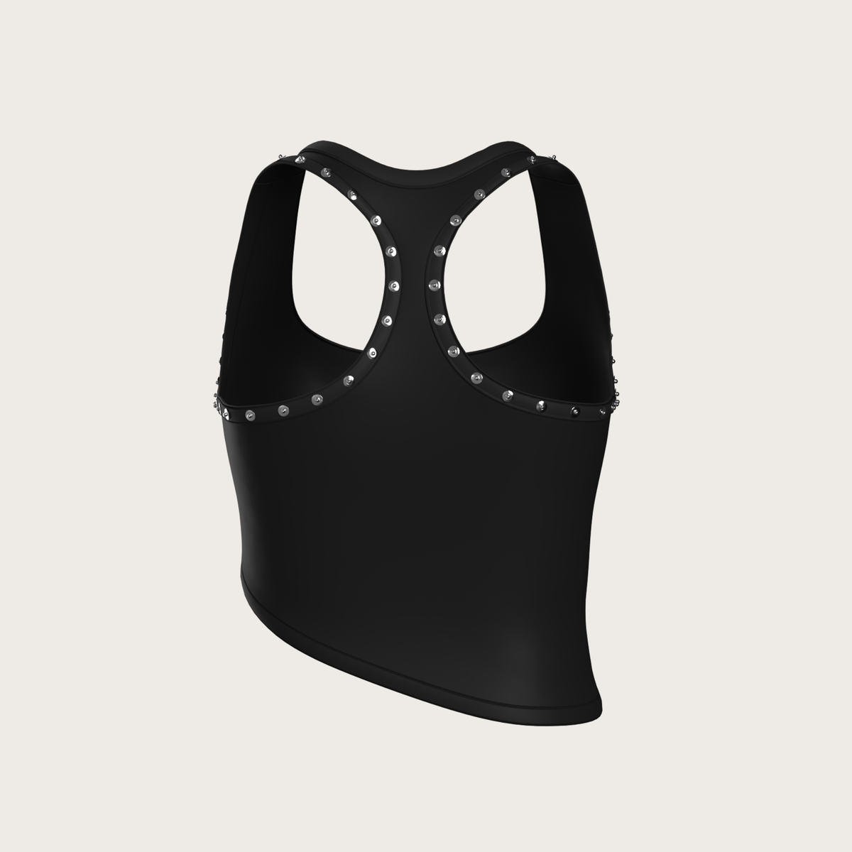 Black Studded Star Cutout Racerback Top